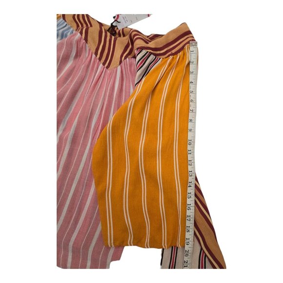 Sacred Threads Boho Peasant Striped 3/4 Sleeve V Neck Tunic Blouse Top L/XL - Picture 6 of 10